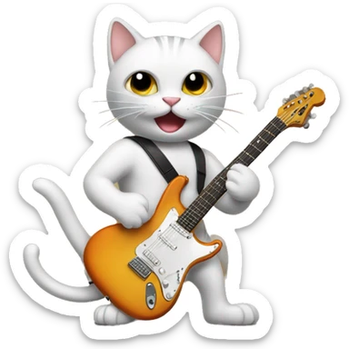 Cat playing electric guitar  sticker