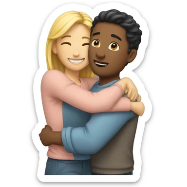 two people hugging each other sticker