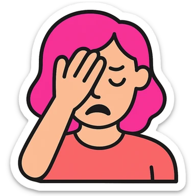 a woman facepalming, icon style, pink color, natural hand and dress sticker