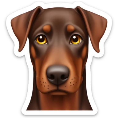 Red Doberman without cropped ears face facing front sticker