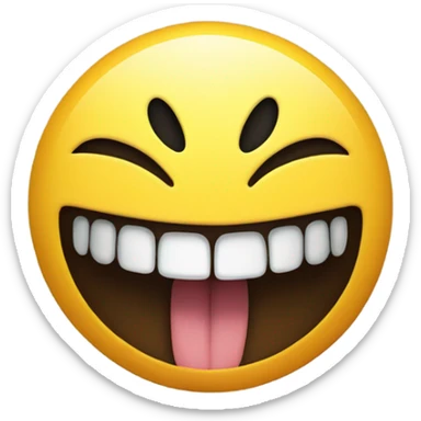 Yellow circle giant mouth with no teeth little black eyes with one eyebrow up sticker