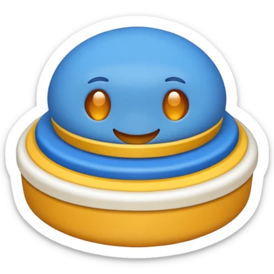 Un emoji de un circo azul con una palomita en el centro sticker