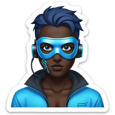 cyberpunk style blue neon hacker sticker