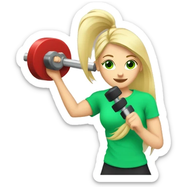 girl working out green eye blonde girl lifting weights sticker