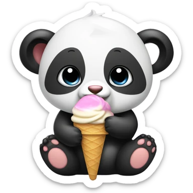 Baby panda eating ice cream  sticker