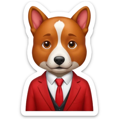 red dog with white tie,red shirt sticker
