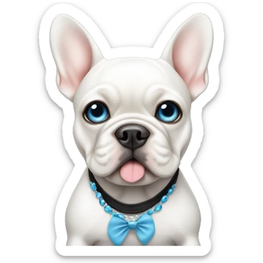 White French bulldog with blue eyes in a black dress sticker