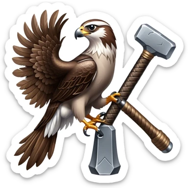 falcon perched on the handle of thor's  sticker