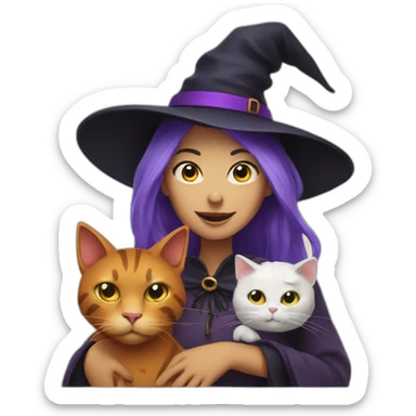 Witch with a cat sticker
