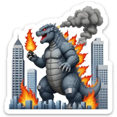 godzilla destroying a city sticker