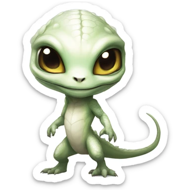 Chibi, White, Anthro-Sona-Lizard-Alien-Fakémon, Full Body sticker