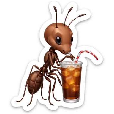 ant drinkig soda sticker