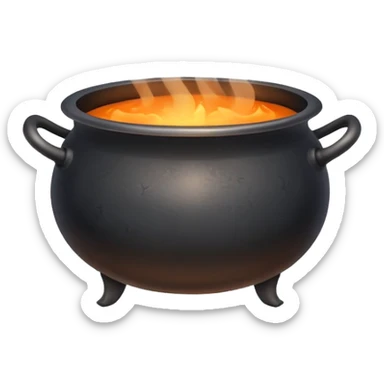cauldron with boiling water over flames, steam rising sticker