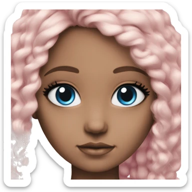 ocean blue doll eyes, brun hair, feminine, pink, girl, angelic sticker