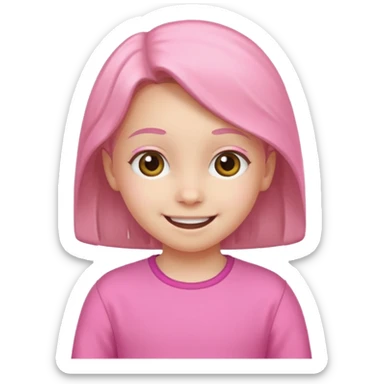 Criança sorrindo com roupas rosa  sticker