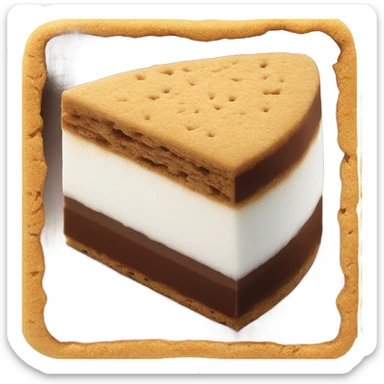 A mallomar with the shape of a dome that is cut in half so you can see the different layers clearly sticker