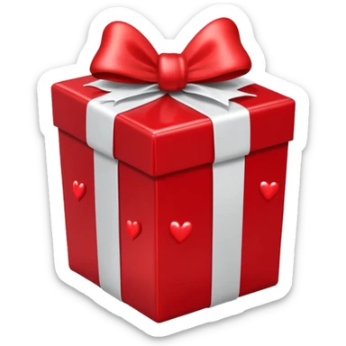 a red gift with a white bow that opens and red hearts fly out of it sticker
