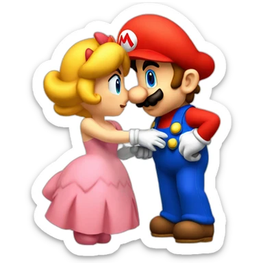 Mario kiss peach sticker