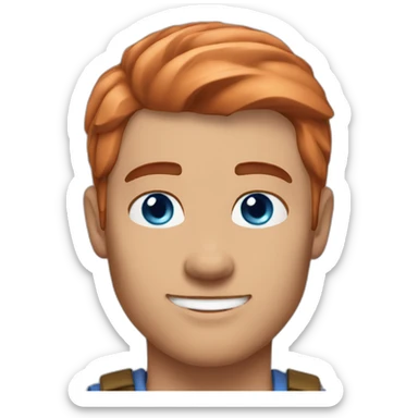 Outdoors man blue eyes slick copper hair clean shaven sticker