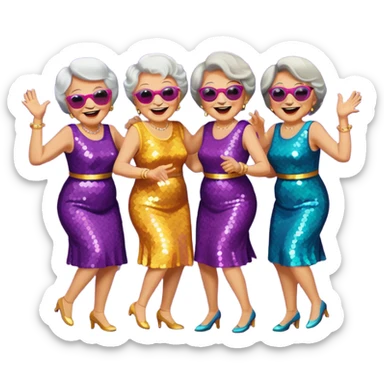 Grandmas dancing in disco party  sticker