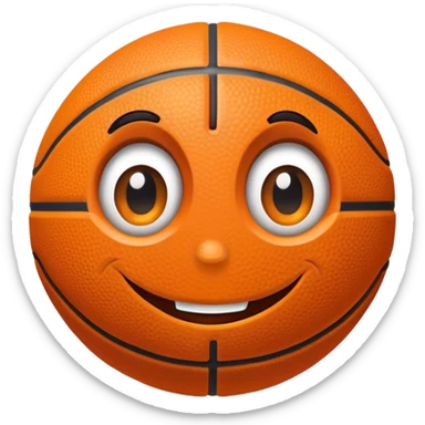 A basketball with a cute smiling face and big eyes sticker