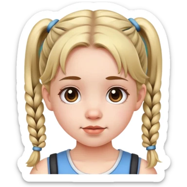 Cute young girl with pigtails sticker