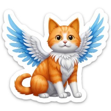 flying cat in the sky sticker