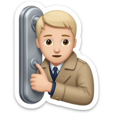 человек зацепился локтем кофты о дверную ручку sticker