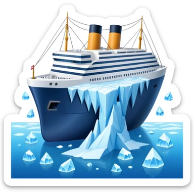 kawaii titainic crashing into an iceberg sticker