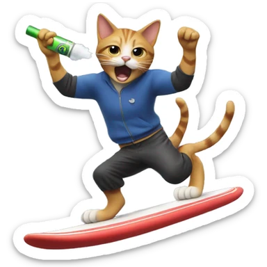 cat surfing while hitting a vape  sticker