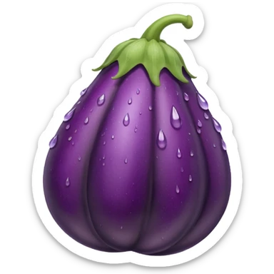Combine an egg plant with the water drops emoji sticker