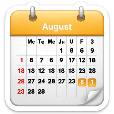 Emoji of calendar page for August 18 like📅 sticker