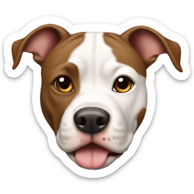 brown and white pit bull terrier sticker