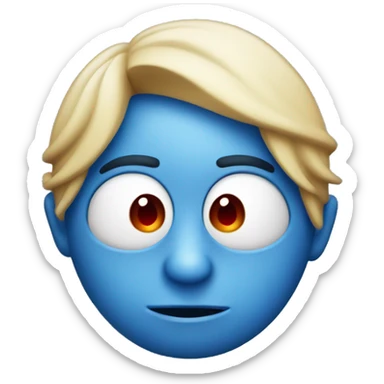 Blue face emoji that is cute with red cheeks and is hiding something (being sly) sticker