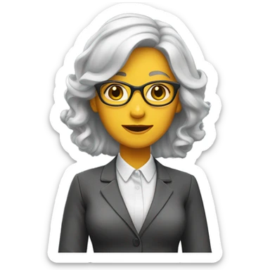 Women business teacher with gray color hair. And yellow skin color  sticker