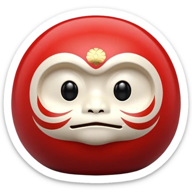 daruma doll, Round body, smooth glossy surface, red primary color with gold details. sticker