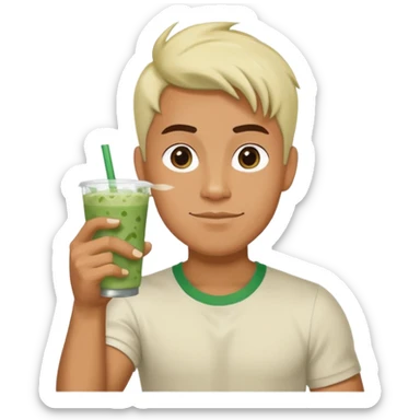 Make him hold iced matcha latte and do this hand gesture 🤘🏻 sticker
