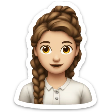 Brown haired young lady with long pigtails  sticker