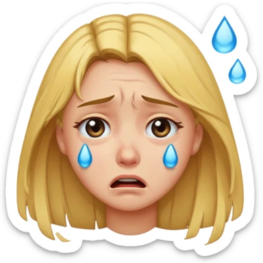 realistic portrait of girl crying sticker