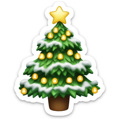christmas tree with snow and lights  sticker