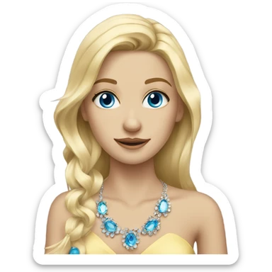 blonde girl with jewelry indoors with blue eyes sticker