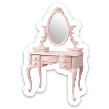 vintage rococo light pink dainty floral vanity sticker