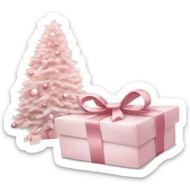 Light pink Christmas gifts under a white Christmas tree  sticker