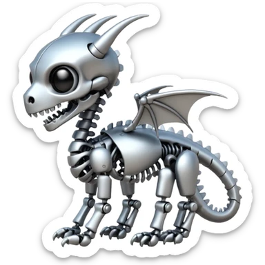 A skeleton robot dragon tiny cute sticker