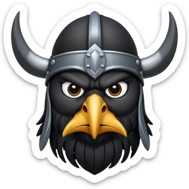 a cartoon Viking raven with horned cap sticker
