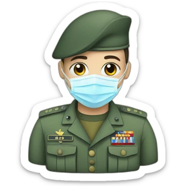 a military Headshot in a Medical masks sticker