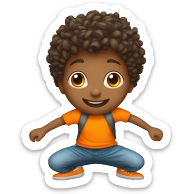 kid dance with orange t shirt sticker