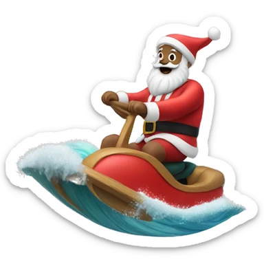 santa riding the waves  sticker