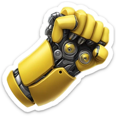 Yellow mechanical cyborg bicep that’s flexing sticker
