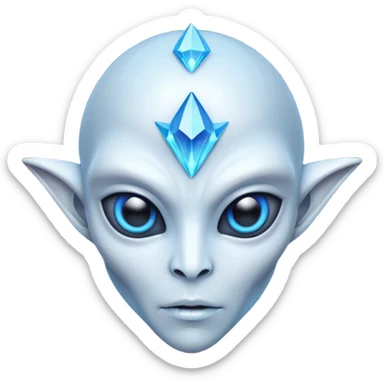 crystal alien portrait, head and shoulders only, transparent crystal skin, glowing core inside chest, sharp geometric features, 3D cartoon, mobile game icon style, clean background, no text, no watermark
 sticker